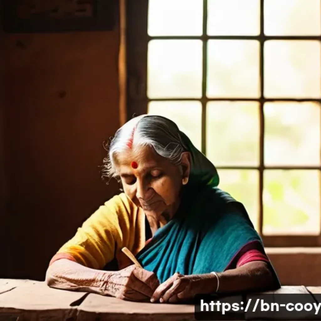 가족 요리 유산을 기록하기 위한 온라인 툴 - **Prompt:** "A warm, sunlit scene in a traditional Bengali kitchen. An elderly Bengali grandmother, ...