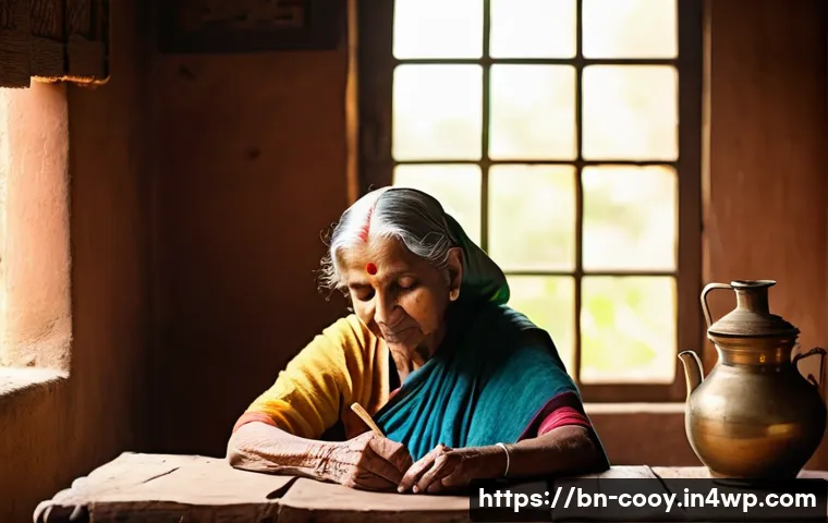 가족 요리 유산을 기록하기 위한 온라인 툴 - **Prompt:** "A warm, sunlit scene in a traditional Bengali kitchen. An elderly Bengali grandmother, ...